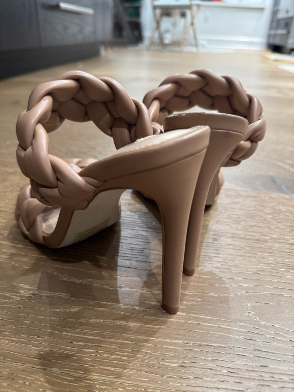 Steve Madden Braided Heels Nude | Square Toe Sandals | Bottega Style | Size 8.5 - Picture 6 of 6